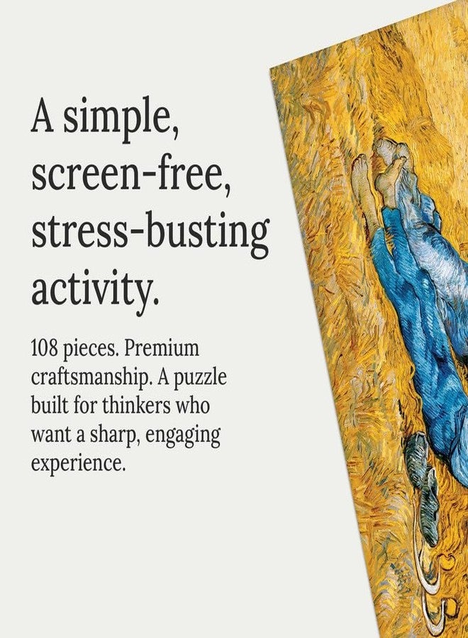 91Knots | The Siesta by Vincent Van Gogh 108 Pieces Premium Wooden Small Jigsaw Puzzle for Adults & Teens | Classical Art Brain Teaser | Mindfulness Activity | Travel-Friendly Gift - Image 2